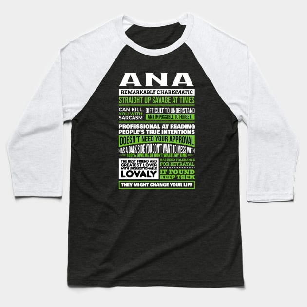 Ana Baseball T-Shirt by GrimdraksJokes